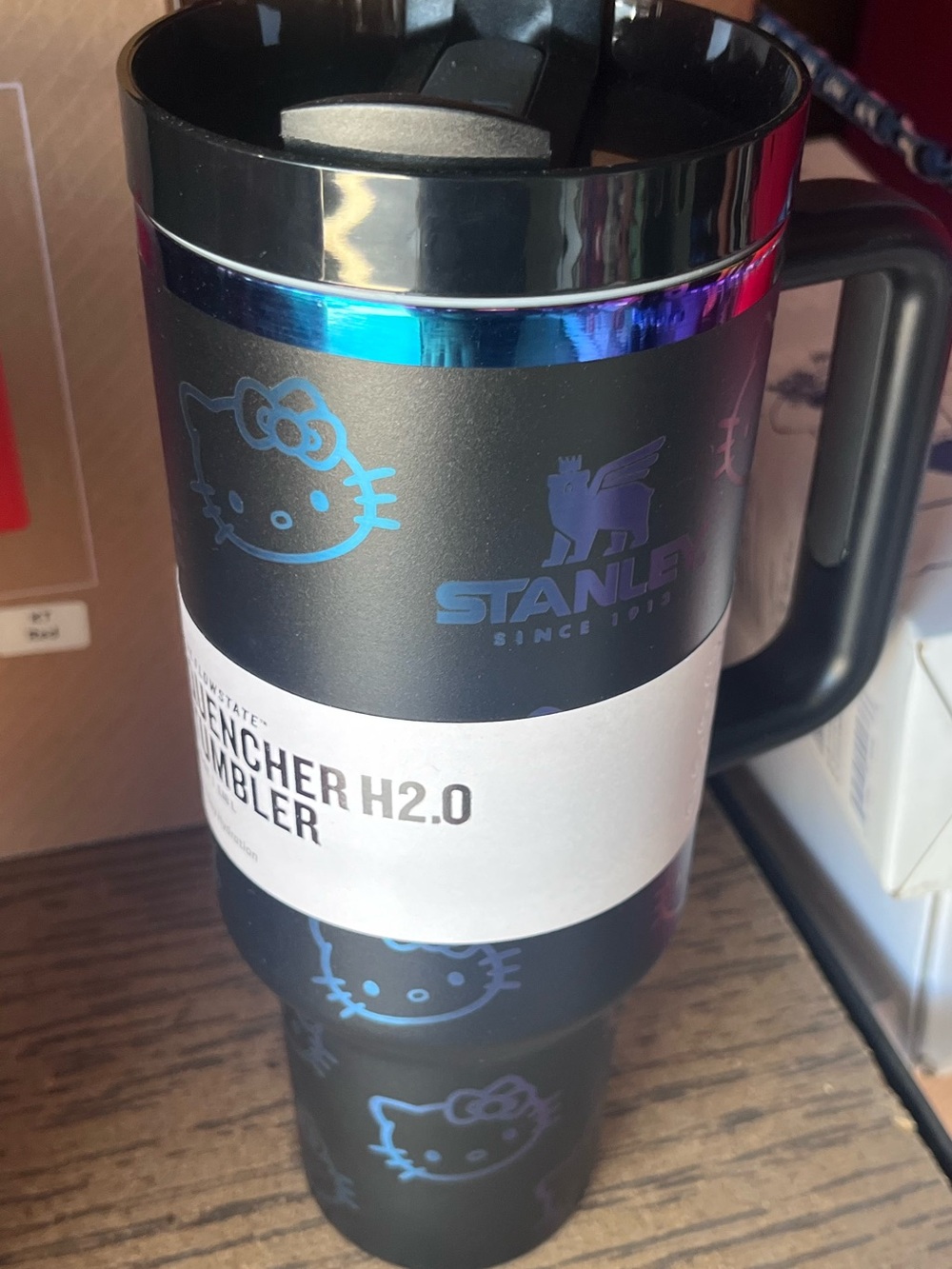 Hello Kitty Stanley Tumbler 40oz black foil print straw cap cold cup flowstate - Picture 3 of 7